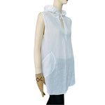 FORCYNTHIA Beachwear White Linen Cover Up M Sleeveless Hoodie Beach Tunic Top VG