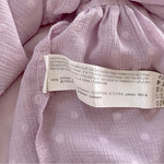STRADIVARIUS Womens Top M Lilac Self Spot Ruffle Blouse Sheer V Neck Long Sleeve