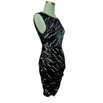Alice Olivia Silk Sequin Sheath Dress Black Keyhole Back Size S