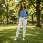 Jessica Simpson Women's White Cotton Skinny Roll Crop Jeans 6/28 Relaxed Fit G