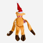 Monkey Santa Claus Wrap Around Plush Stuffed Toy 8" Handmade Christmas Decor VG