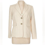 Kasper Women's Cream Textured Stripe Blazer 8P Button Front Petite NWT $153