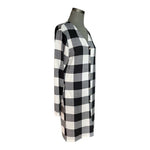 Womens Buffalo Plaid Shirt Dress Black White Button Front Tunic Size M NWT