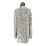 Belldini Gray Gold Lurex Knit Duster Cardigan Open Front Women M 33" VG