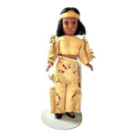 Vintage Native American Indian Girl Doll 8" Beaded Leather Handmade Blink Eyes
