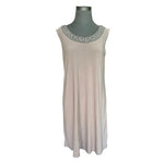 R&M Richards Women's Mocha Gray Rhinestone Neckline Sheath Dress M Sleeveless VG