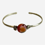 Women's Amber Gemstone Silver Tone Navajo Style Open Bangle Bracelet VG