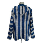 Mexican Baja Hoodie L Rainbow Rug Jumper Unisex Blue Grey Black Surf Poncho New