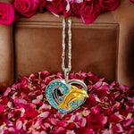 Dolphin in Love Pendant Necklace Blue Rhinestone Silver Gold Costume Jewelry New