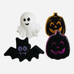 Halloween Rings Set of 4 Kids Ghost Bat Pumpkin Costume Jewelry EXC