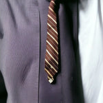 Vintage Christian Dior Signature Brown Gold Stripe 65% Silk Mens Neck Tie 57" VG