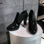 EMPORIO ARMANI Black Patent Leather Chelsea Ankle Boots Size 8-8.5