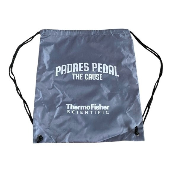 PADRES Grey Nylon Drawstring Backpack Promo Gym Casual Bag New Without Tag