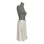 MANGO Light Gray A-Line Skirt Ribbon Belt Knee Length Women Size 8 Front Slit EX