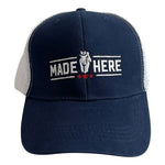 MADE HERE Uncle Sam Blue White Cotton Twill Mesh Back Snapback Trucker Baseball