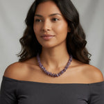 Natural Amethyst Nugget Purple Beaded Necklace Gemstone Jewelry 18" NWOT
