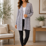 Jones New York Signature Boucle Tweed Open Front Cardigan Duster Sweater Coat M