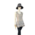 Marilu Women's Beige Tan Embroidered Lace Tank Top S Cotton Linen Italy VG