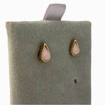 Rose Gold Tone Rose Quartz Raindrop Stud Earrings Pink Button Women's Jewelry VG