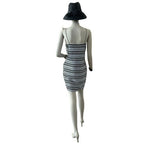 Topshop Women's Stretchy Mono Bodycon Mini Dress M Black White Stripe NWT