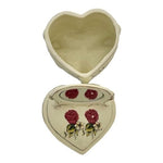 Hermitage Pottery Heart Shaped Floral Ceramic Mirrored Jewelry Trinket Box 7" VG