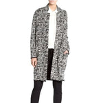 PHILOSOPHY Women Cardigan M Black White Long Blazer Open Front Ponte Knit Duster