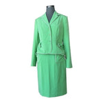 Studio G Lime Green Pencil Skirt Suit Blazer Set Tie Pockets Size 10 NWT