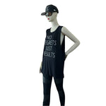 CHIN UP Apparel Womens Tank Top XL Black White NO REGRETS JUST RESULTS Workout