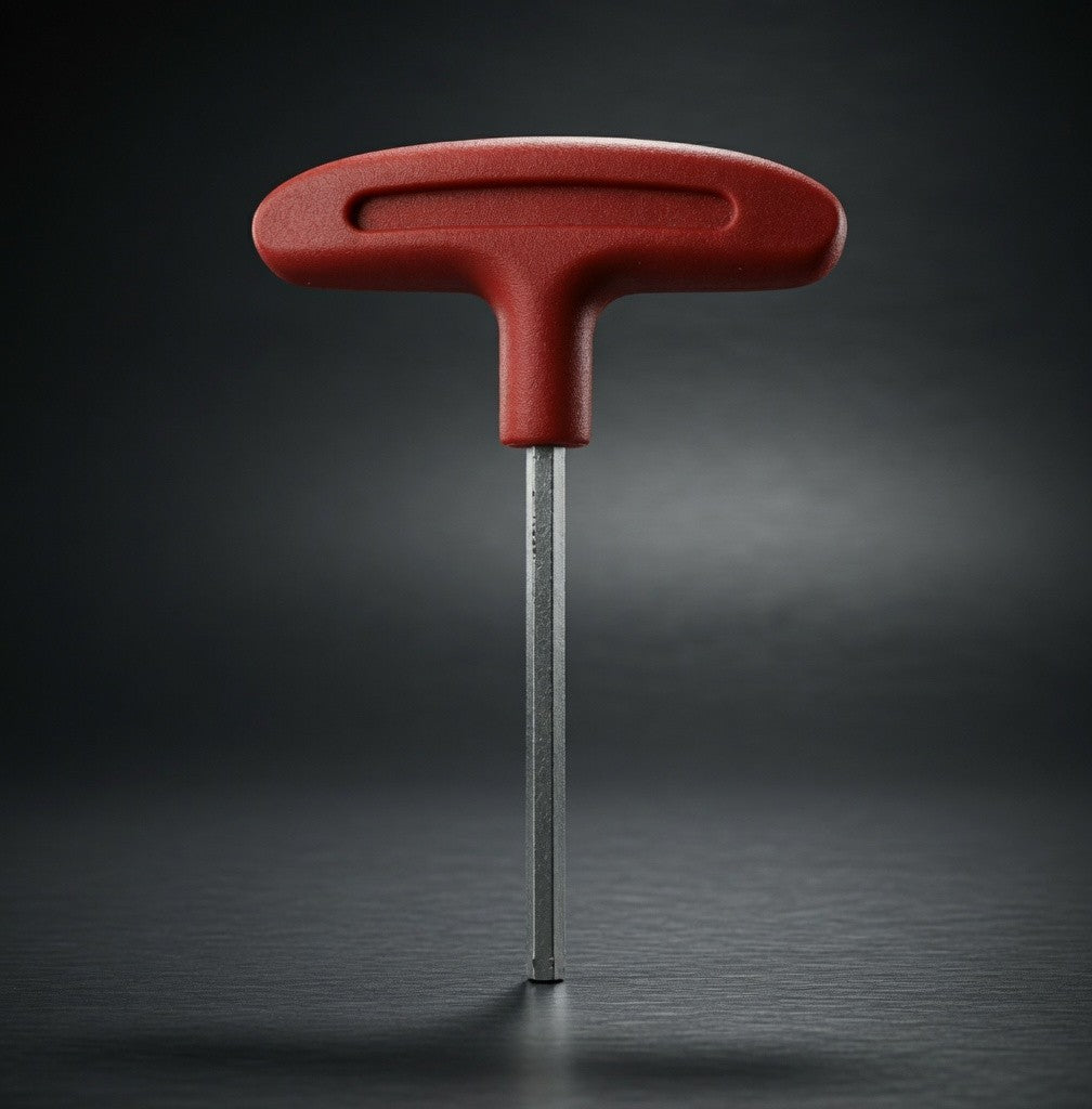 Vintage T-Handle Hex Key Allen Wrench Red Plastic Grip 4.5" Long Good Plus