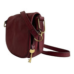 Fossil Rumi Burgundy Leather Crossbody Shoulder Bag Gold Hardware Very Good