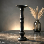 Black Ceramic Pillar Candle Holder Turned Column Design 12in VG Elegant