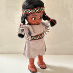 Native American Doll Vintage Indian Girl Doll Souvenir 6” Tall Blinking Eyes