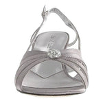 David Tate Rosette Silver Satin Slingback Pumps Women’s Size 9 Low Heels NIB