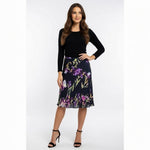 TESS Iris Floral Silk Skirt S 10 Black Multicolor Sheer Midi Skirt Lightweight