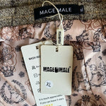 MAGE MALE Mens Check Blazer XL Tan Grey Brown Single Button Tweed Jacket NWT