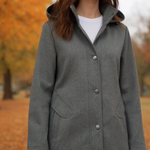 Kristen Blake Women’s Hooded Jacket Parka Raincoat Grey Size M Excellent