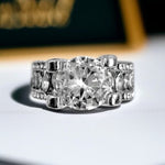 Crystal Rhinestone Ring Silver Round Love Ring Size 7 Hypoallergenic NWOT