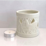 Russ Berrie Porcelain Deer Candle Holder Forest Ceramic Christmas Decor NIB