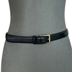 JOS A BANK Black Genuine Italian Leather Gold Brass Square Buckle Dress Belt 46