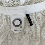 Anthropologie Akemi + Kin White Mesh Lace Star Embroidery Blouse M Bell Sleeve