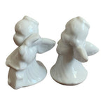 Set 4 White Ceramic Angel Musician Figurines 3" Handmade Christmas Tabletop EXC