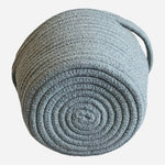 Small Round Rope Storage Basket w/ Handles Light Grey 9"x8"x5.5" Boho Chic