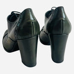 KAMMI Italy Chameleon Green Leather Lace-Up Heeled Ankle Booties Size 5.5