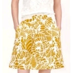Ann Taylor LOFT Yellow White Leaf Print Linen Blend Mini Skirt Size 8
