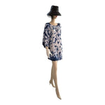 RAVIYA Ruffle Long Sleeve Blue Tie-Dye Crochet Lace Tunic Dress Size L Beach NWT
