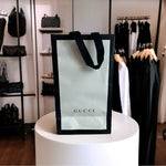 Authentic Gucci White Black Reusable Paper Bag Gift Storage G+
