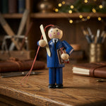 Midwest Cannon Falls Wood Teacher Christmas Ornament Blue Suit 2x3" VG