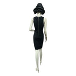 Black Swan Women’s Black Tuxedo Bodycon Midi Dress Deep V Size S