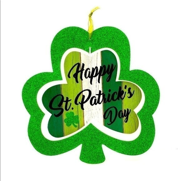 St Patrick's Day Spinning Dual Layer Clover Wall Door Decor 11"x11" NWOT