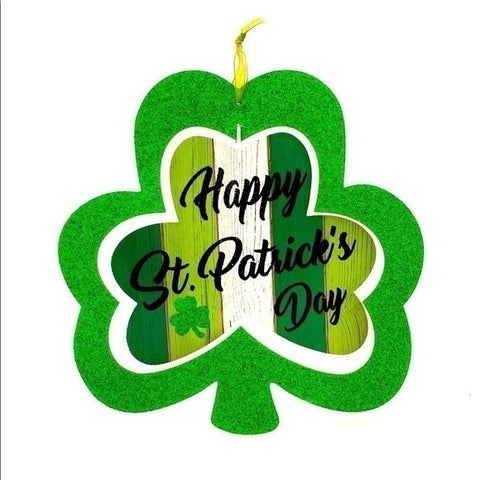 St Patrick's Day Spinning Dual Layer Clover Wall Door Decor 11"x11" NWOT